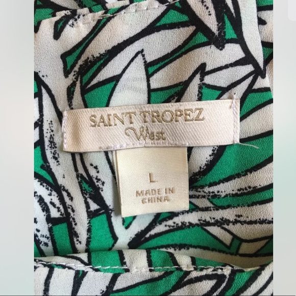 St. Tropez Green Blouse Sz L - Picture 5 of 6